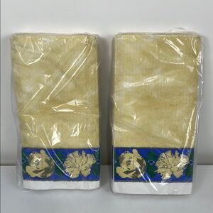 NOS Sealed Vintage Dinner Napkins Party House Cream Blue 2 Packs 90s
